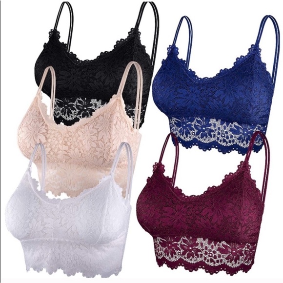 Other - 5 Pcs Lace Bralette Padded Lace Bandeau Bra